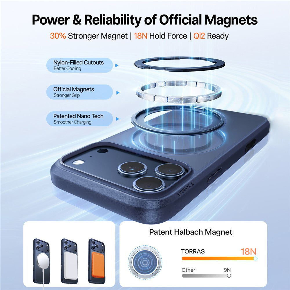MagSafe Case for Apple iPhone 17 Pro, Torras, Ostand Pro, Navy Blue