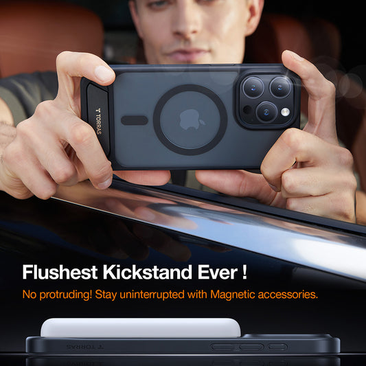 Custodia MagSafe per Apple iPhone 17 Pro, Torras, Pstand, Nera