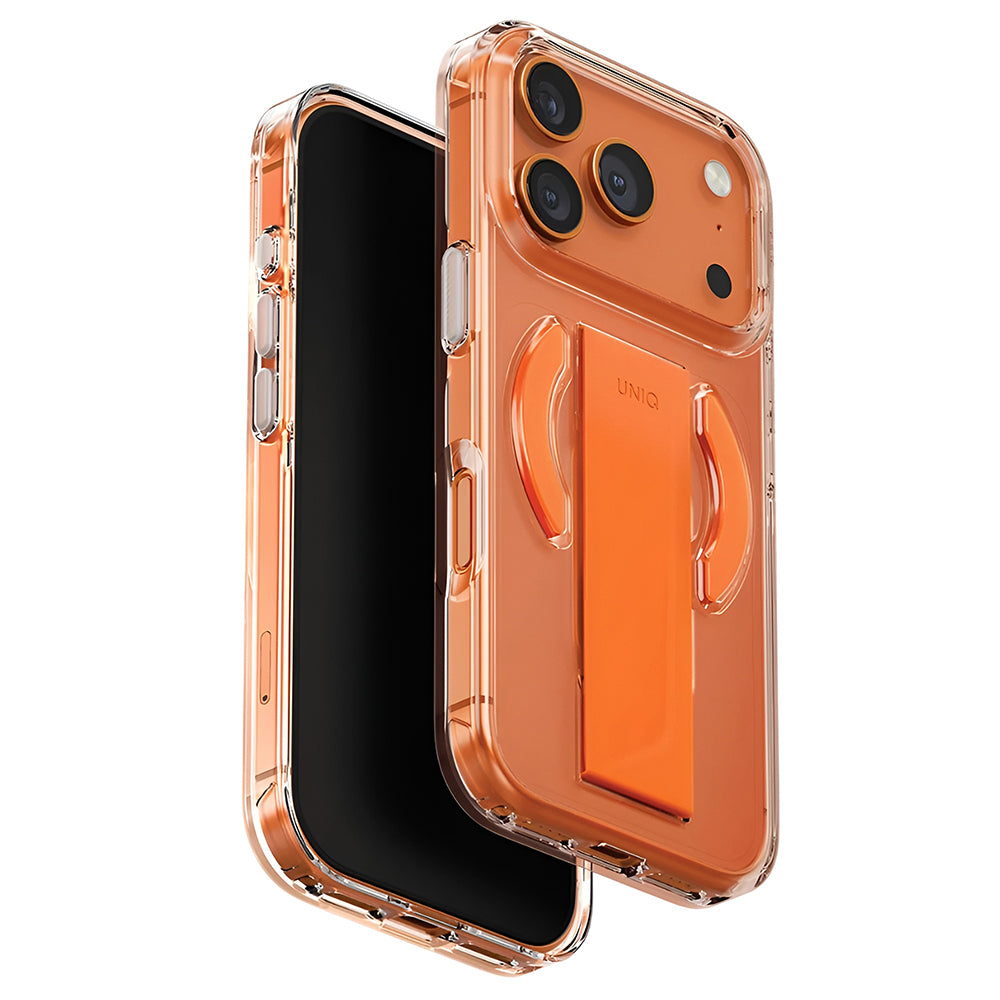 Custodia MagSafe per Apple iPhone 17 Pro, UNIQ, Heldro Air MagClick, Arancione Trasparente