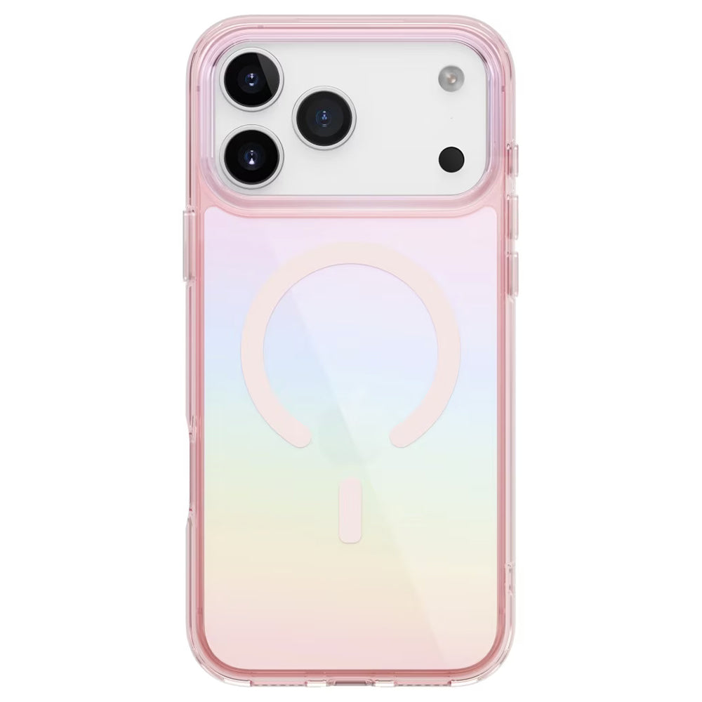 Custodia MagSafe per Apple iPhone 17 Pro, UNIQ, Iridescia MagClick, Blu Pastello
