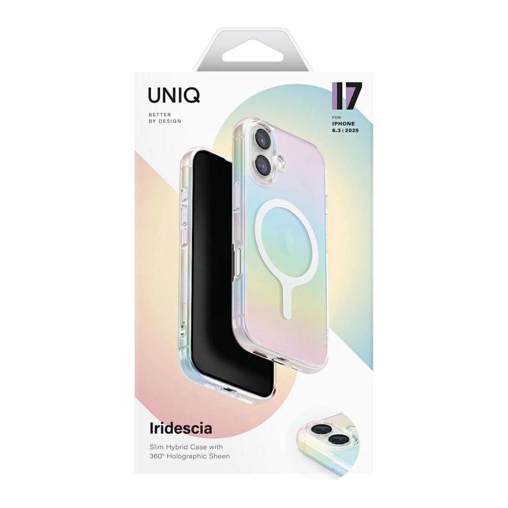 Custodia MagSafe per Apple iPhone 17 Pro, UNIQ, Iridescia MagClick, Multicolore
