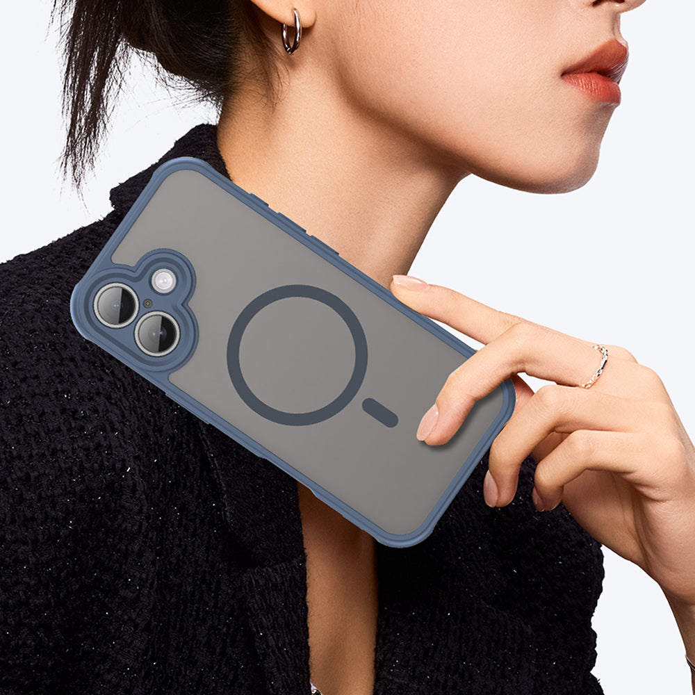 Custodia MagSafe per Apple iPhone 17, Techsuit, HaloFrost II, Blu Navy