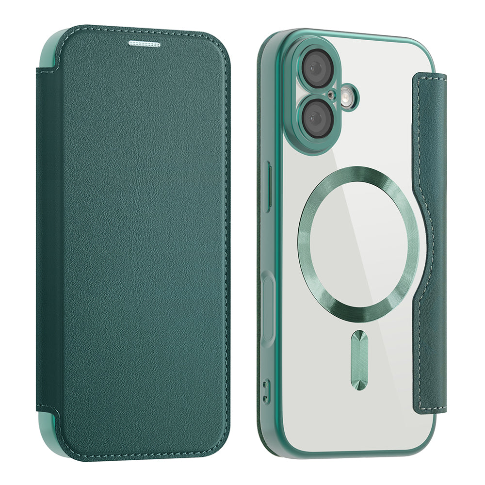 Custodia MagSafe per Apple iPhone 17, Techsuit, SmartMag Book, Verde