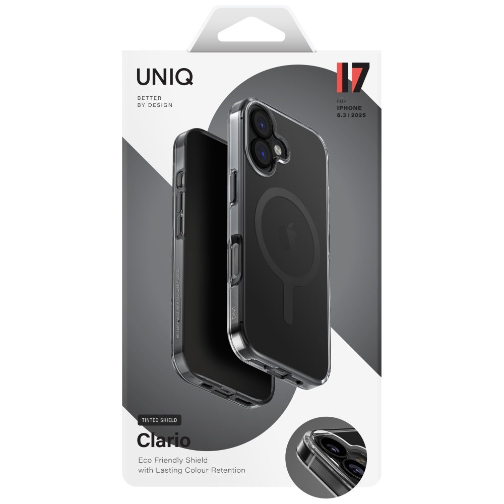 Custodia MagSafe per Apple iPhone 17, UNIQ, Clario MagClick, Fumo