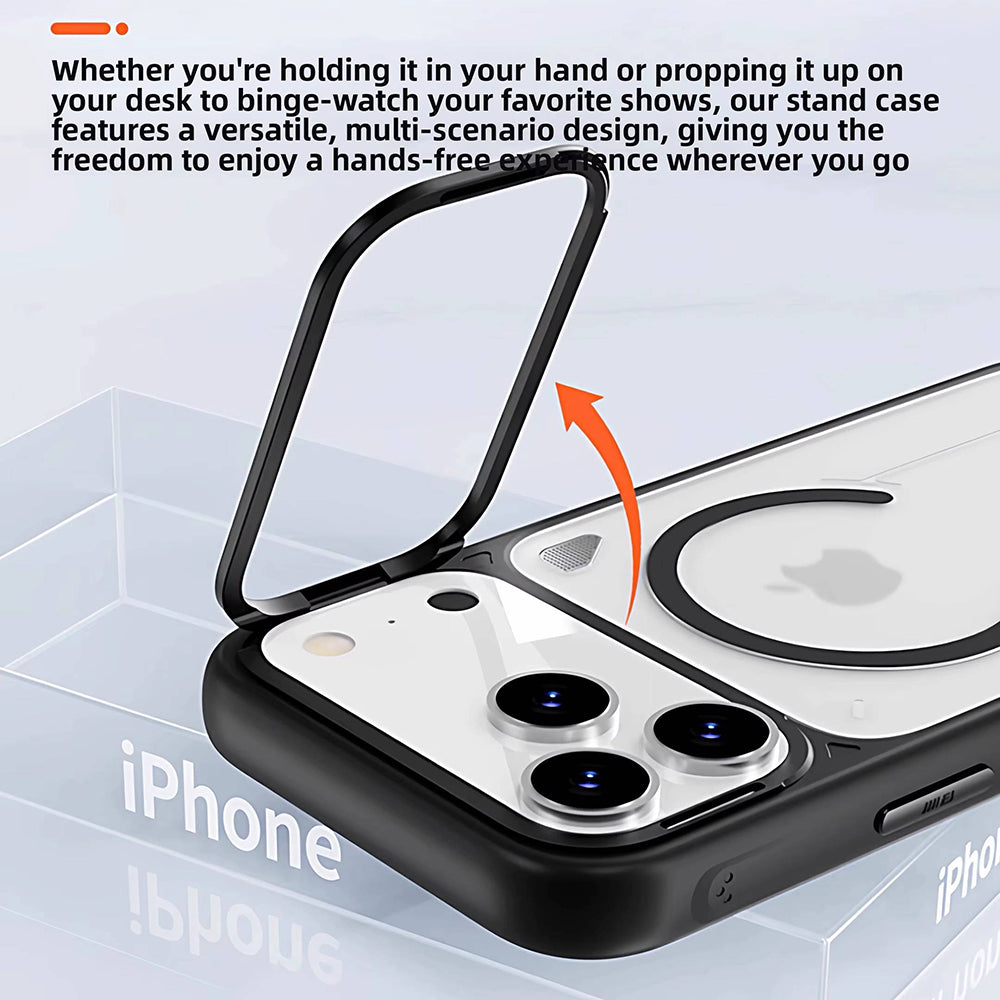 Custodia MagSafe per Apple iPhone 18 Pro / 17 Pro, Blueo, supporto con dissipazione del calore, arancione trasparente satinata