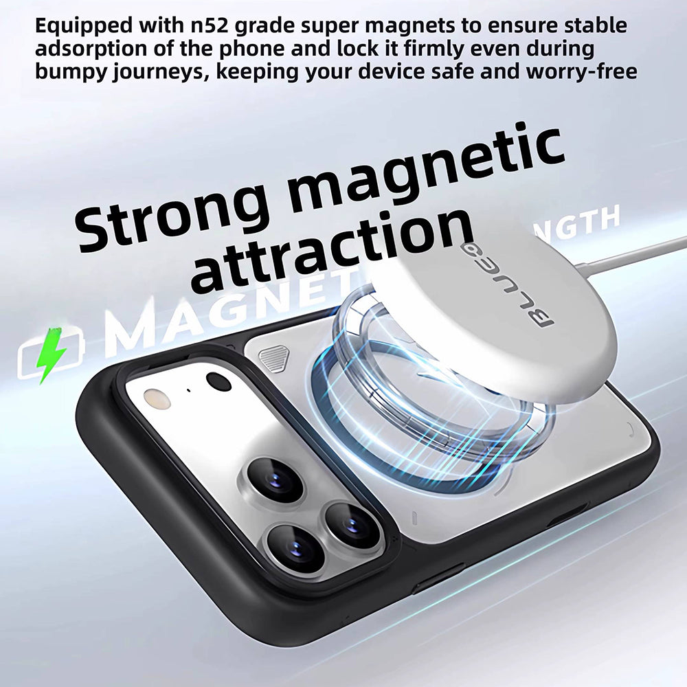 Custodia MagSafe per Apple iPhone 18 Pro / 17 Pro, Blueo, supporto con dissipazione del calore, arancione trasparente satinata