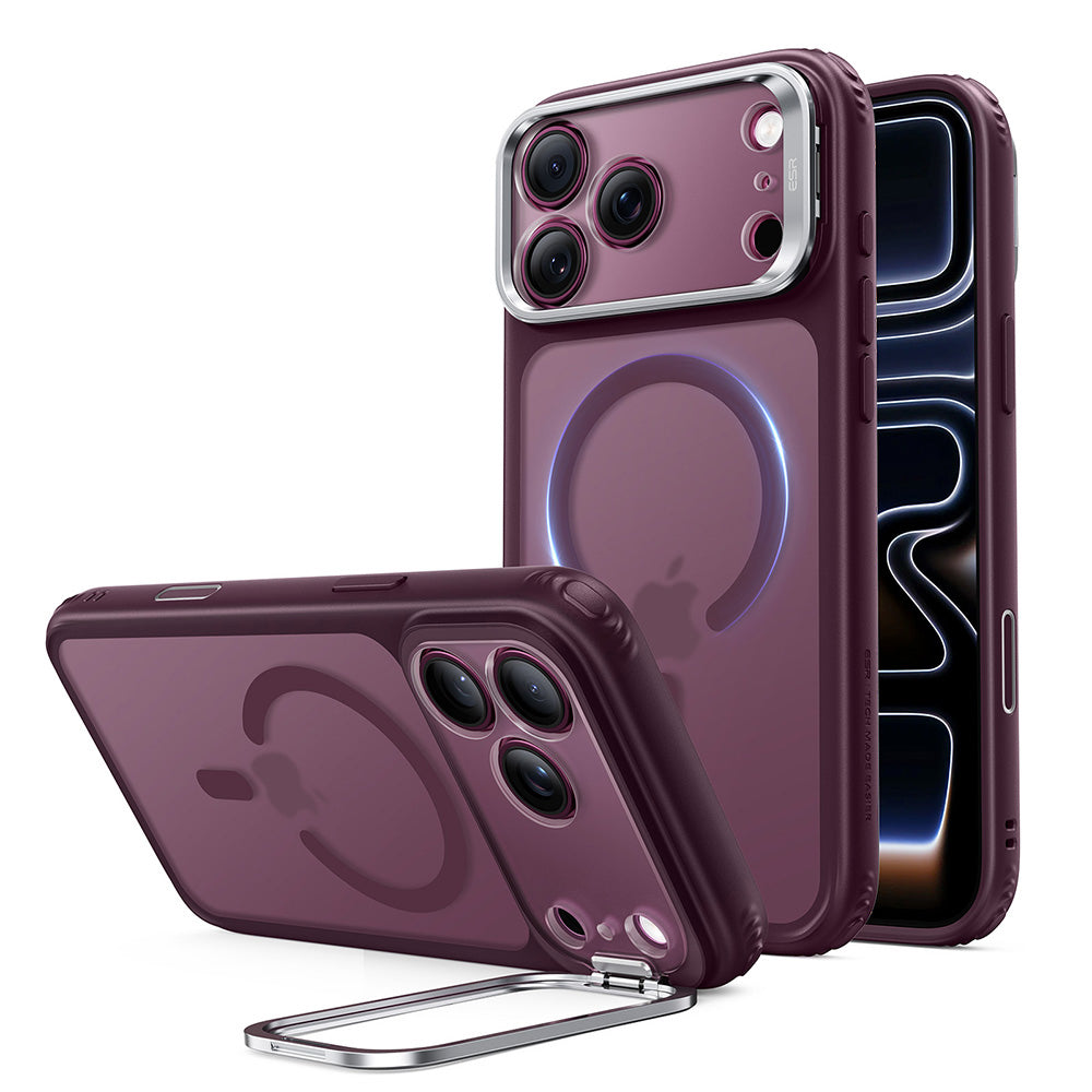 Custodia MagSafe per Apple iPhone 18 Pro / 17 Pro, ESR, Classic Hybrid Kickstand, Vinaccia Scura Satinata