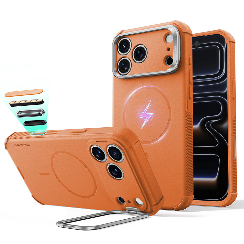 Custodia MagSafe per Apple iPhone 18 Pro / 17 Pro, ESR, Cyber Armor Kickstand, Arancione