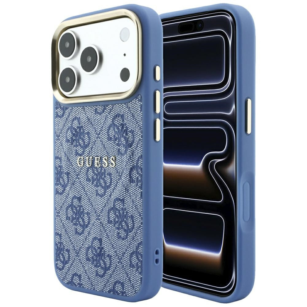 Custodia MagSafe per Apple iPhone 18 Pro / 17 Pro, Guess, 4G Embossed Classic, Blu