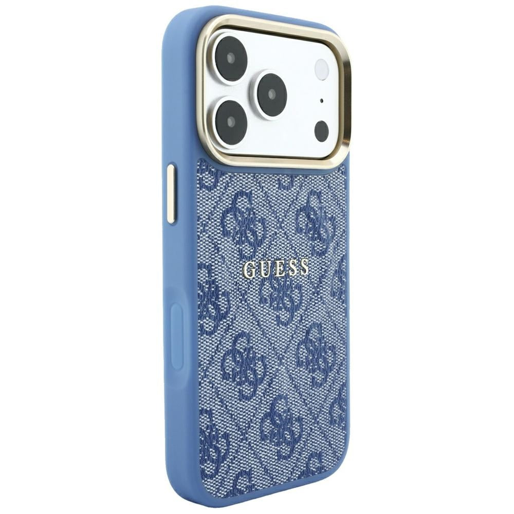 Custodia MagSafe per Apple iPhone 18 Pro / 17 Pro, Guess, 4G Embossed Classic, Blu