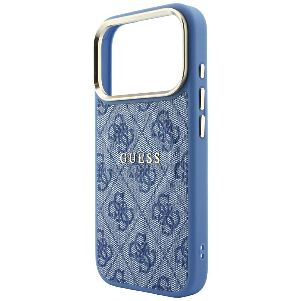 Custodia MagSafe per Apple iPhone 18 Pro / 17 Pro, Guess, 4G Embossed Classic, Blu