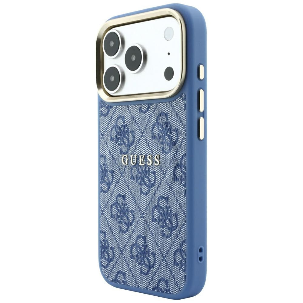 Custodia MagSafe per Apple iPhone 18 Pro / 17 Pro, Guess, 4G Embossed Classic, Blu