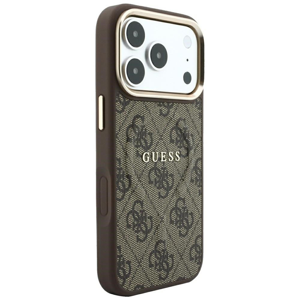 Custodia MagSafe per Apple iPhone 18 Pro / 17 Pro, Guess, 4G Embossed Classic, Marrone