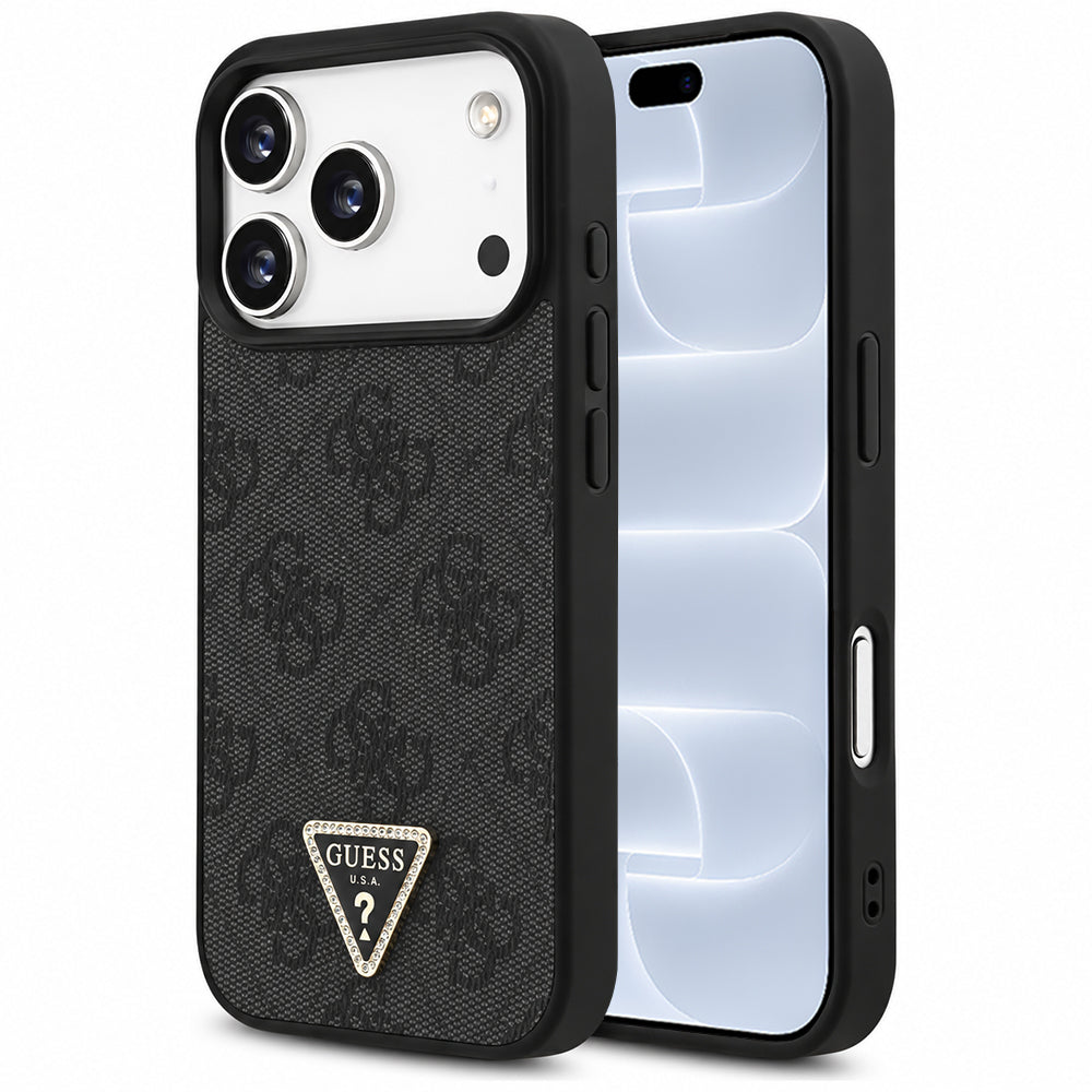 Custodia MagSafe per Apple iPhone 18 Pro / 17 Pro, Guess, 4G Triangle Strass, Nera