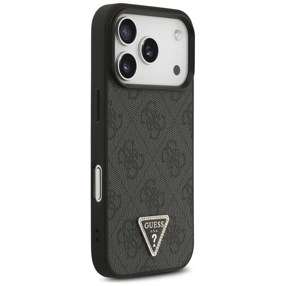 Custodia MagSafe per Apple iPhone 18 Pro / 17 Pro, Guess, 4G Triangle Strass, Nera