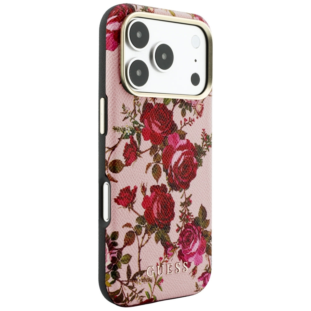 Custodia MagSafe per Apple iPhone 18 Pro / 17 Pro, Guess, Blossom Roses Print, Rosa
