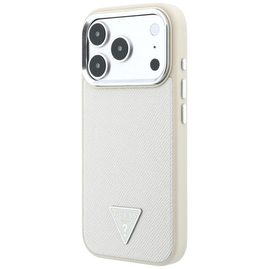 Custodia MagSafe per Apple iPhone 18 Pro / 17 Pro, Guess, Logo Triangolo Granulato, Beige