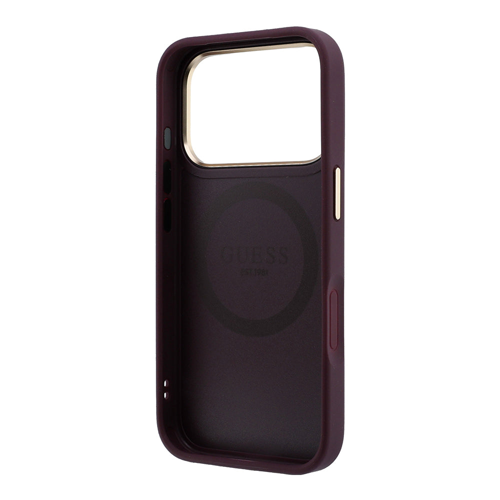 Custodia MagSafe per Apple iPhone 18 Pro / 17 Pro, Guess, Peony 4G Small Logo, Vinaccia