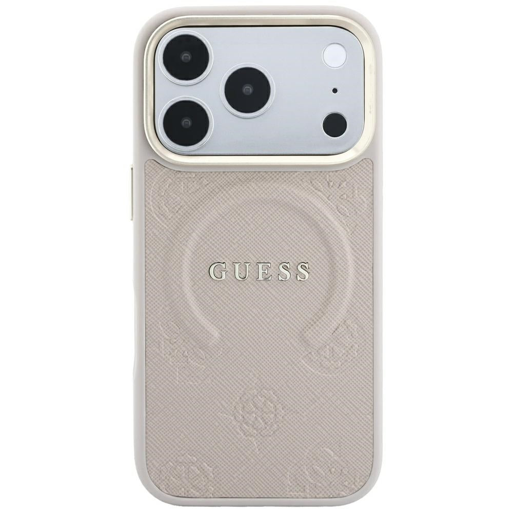 Custodia MagSafe per Apple iPhone 18 Pro / 17 Pro, Guess, Saffiano Peony Ring, Rosa