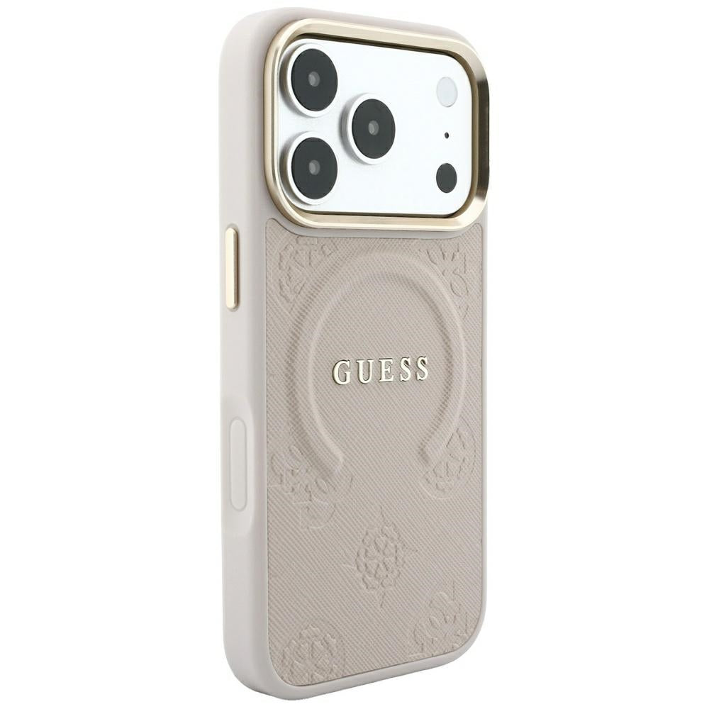 Custodia MagSafe per Apple iPhone 18 Pro / 17 Pro, Guess, Saffiano Peony Ring, Rosa