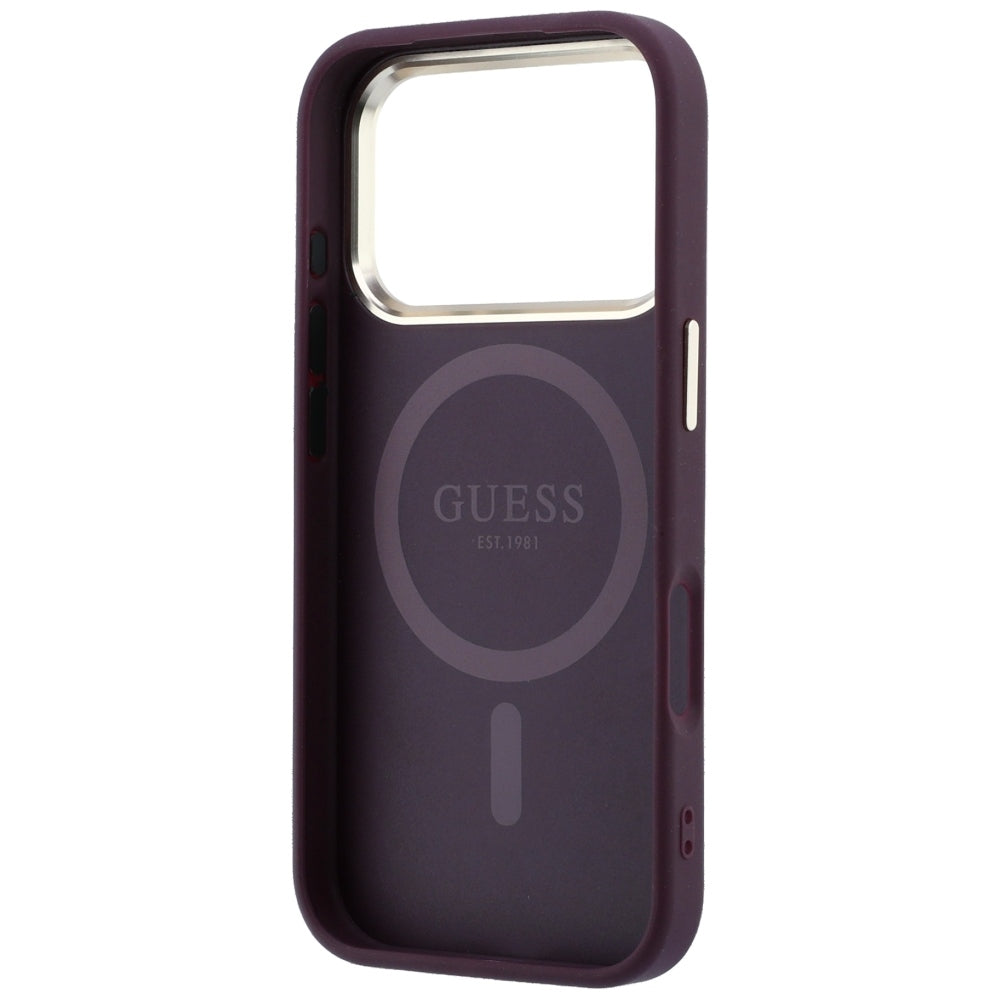 Custodia MagSafe per Apple iPhone 18 Pro / 17 Pro, Guess, Saffiano Small 4G Classic, Vinaccia