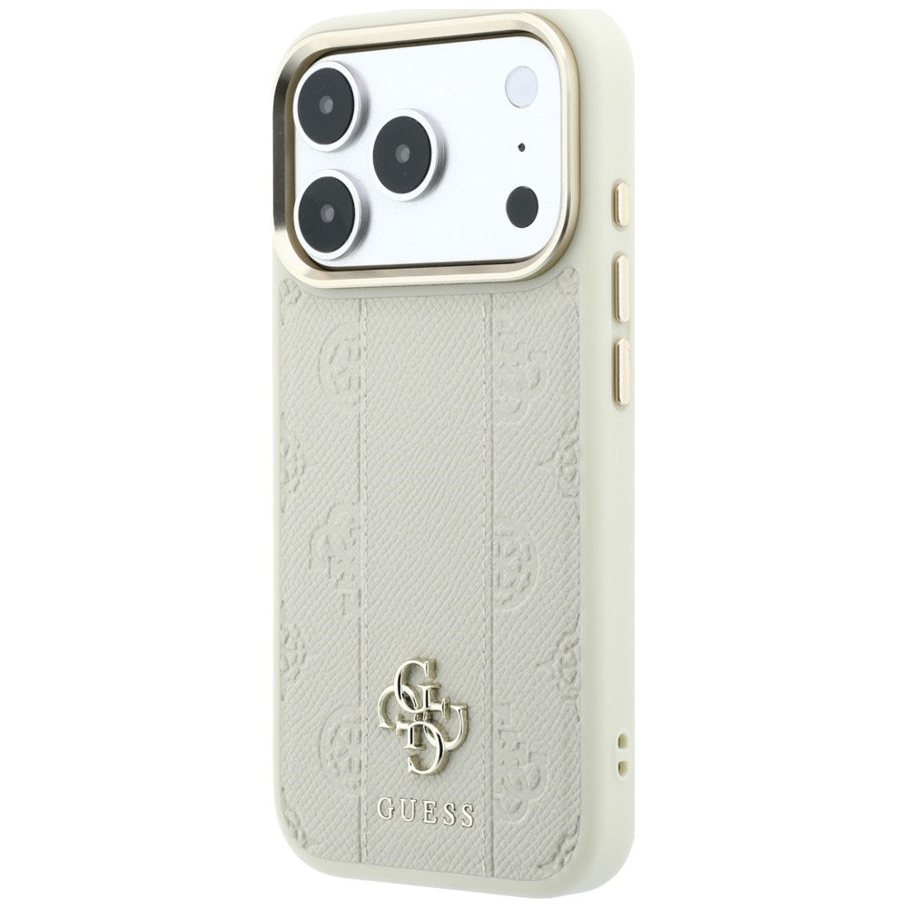 Custodia MagSafe per Apple iPhone 18 Pro / 17 Pro, Guess, Stripe Peony 4G, Beige