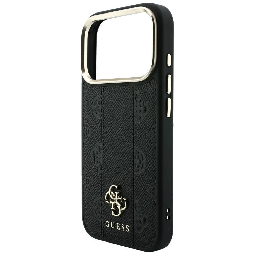 Custodia MagSafe per Apple iPhone 18 Pro / 17 Pro, Guess, Stripe Peony 4G, Nera