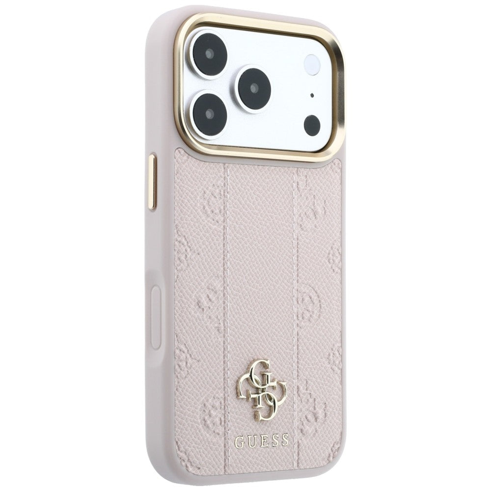 Custodia MagSafe per Apple iPhone 18 Pro / 17 Pro, Guess, Stripe Peony 4G, Rosa