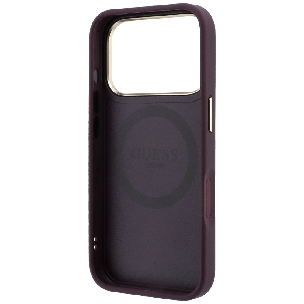 Custodia MagSafe per Apple iPhone 18 Pro / 17 Pro, Guess, Stripe Peony 4G, Vinaccia
