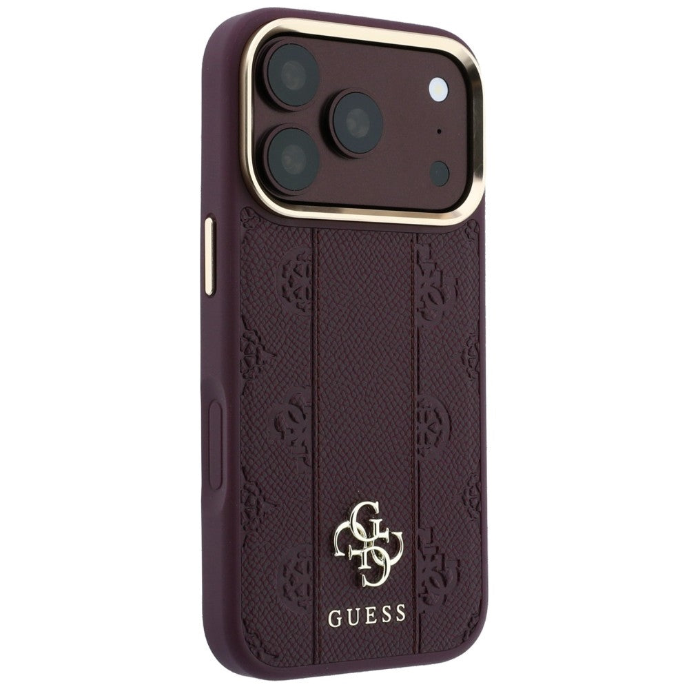 Custodia MagSafe per Apple iPhone 18 Pro / 17 Pro, Guess, Stripe Peony 4G, Vinaccia