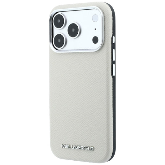Custodia MagSafe per Apple iPhone 18 Pro / 17 Pro, Karl Lagerfeld, Logo Allungato Granulato, Beige