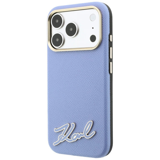 Custodia MagSafe per Apple iPhone 18 Pro / 17 Pro, Karl Lagerfeld, Logo in Resina Granulata, Blu