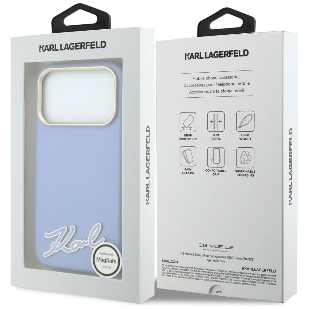 Custodia MagSafe per Apple iPhone 18 Pro / 17 Pro, Karl Lagerfeld, Logo in Resina Granulata, Blu