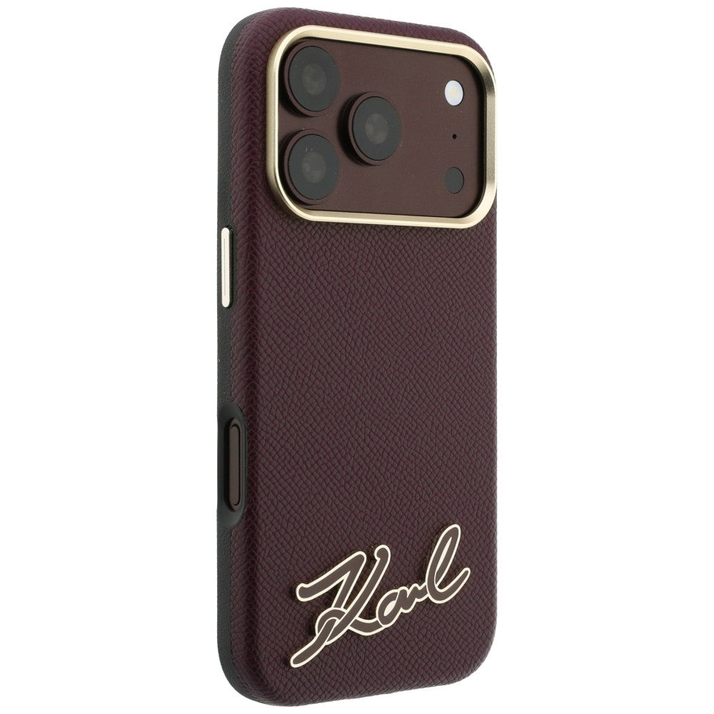 Custodia MagSafe per Apple iPhone 18 Pro / 17 Pro, Karl Lagerfeld, Logo in Resina Granulata, Vinaccia
