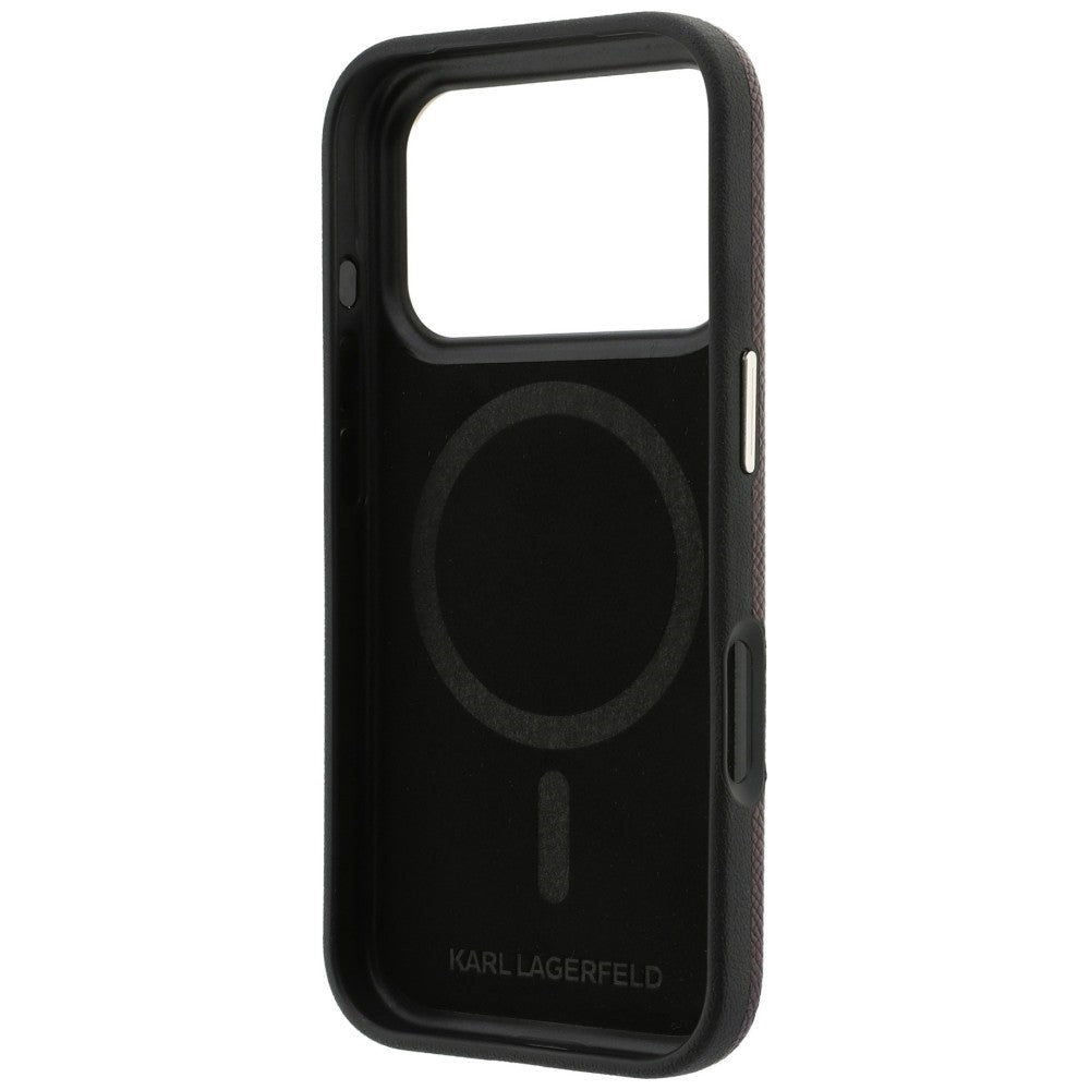 Custodia MagSafe per Apple iPhone 18 Pro / 17 Pro, Karl Lagerfeld, Logo in Resina Granulata, Vinaccia