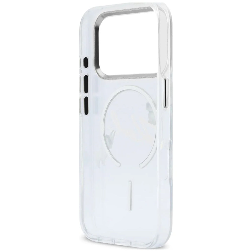 Custodia MagSafe per Apple iPhone 18 Pro / 17 Pro, Karl Lagerfeld, IML Choupette Karl Script Logo, Trasparente
