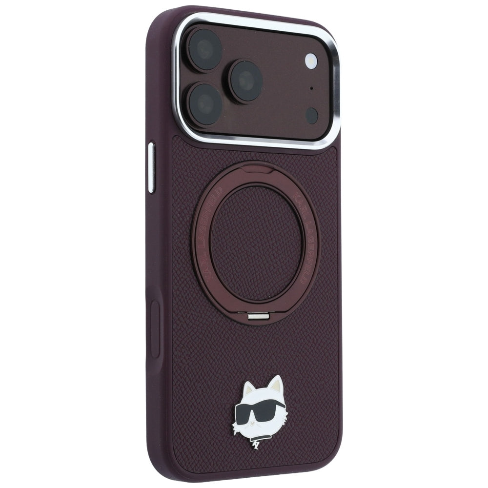 Custodia MagSafe per Apple iPhone 18 Pro / 17 Pro, Karl Lagerfeld, Ring Stand 360 Choupette Pin, Vinaccia
