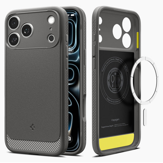 Custodia MagSafe per Apple iPhone 18 Pro / 17 Pro, Spigen, Rugged Armor, Grigio ACS12148