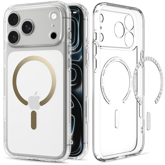 Custodia MagSafe per Apple iPhone 18 Pro / 17 Pro, Spigen, Ultra Hybrid, Oro Trasparente ACS12157