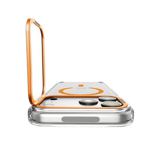 Custodia MagSafe per Apple iPhone 18 Pro / 17 Pro, Spigen, Ultra Hybrid Optik S, Trasparente Arancione ACS11923