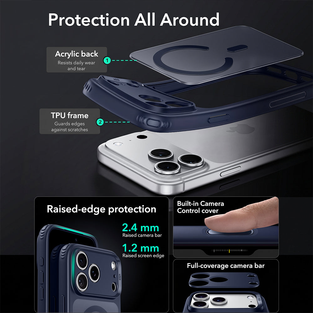 Custodia MagSafe per Apple iPhone 18 Pro, ESR, Classic Hybrid, Blu Satinato