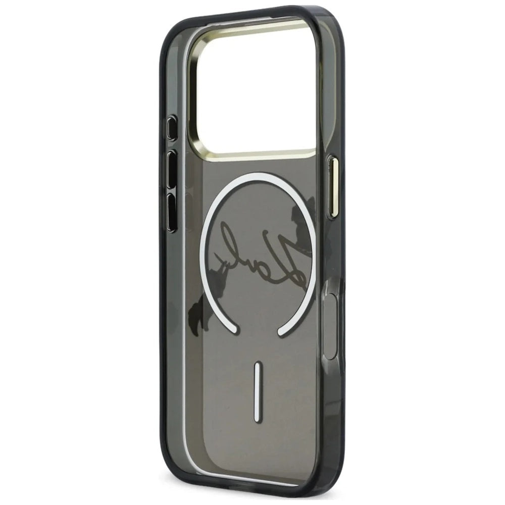 Custodia MagSafe per Apple iPhone 18 Pro, Karl Lagerfeld, IML Choupette Karl Script Logo, Nera