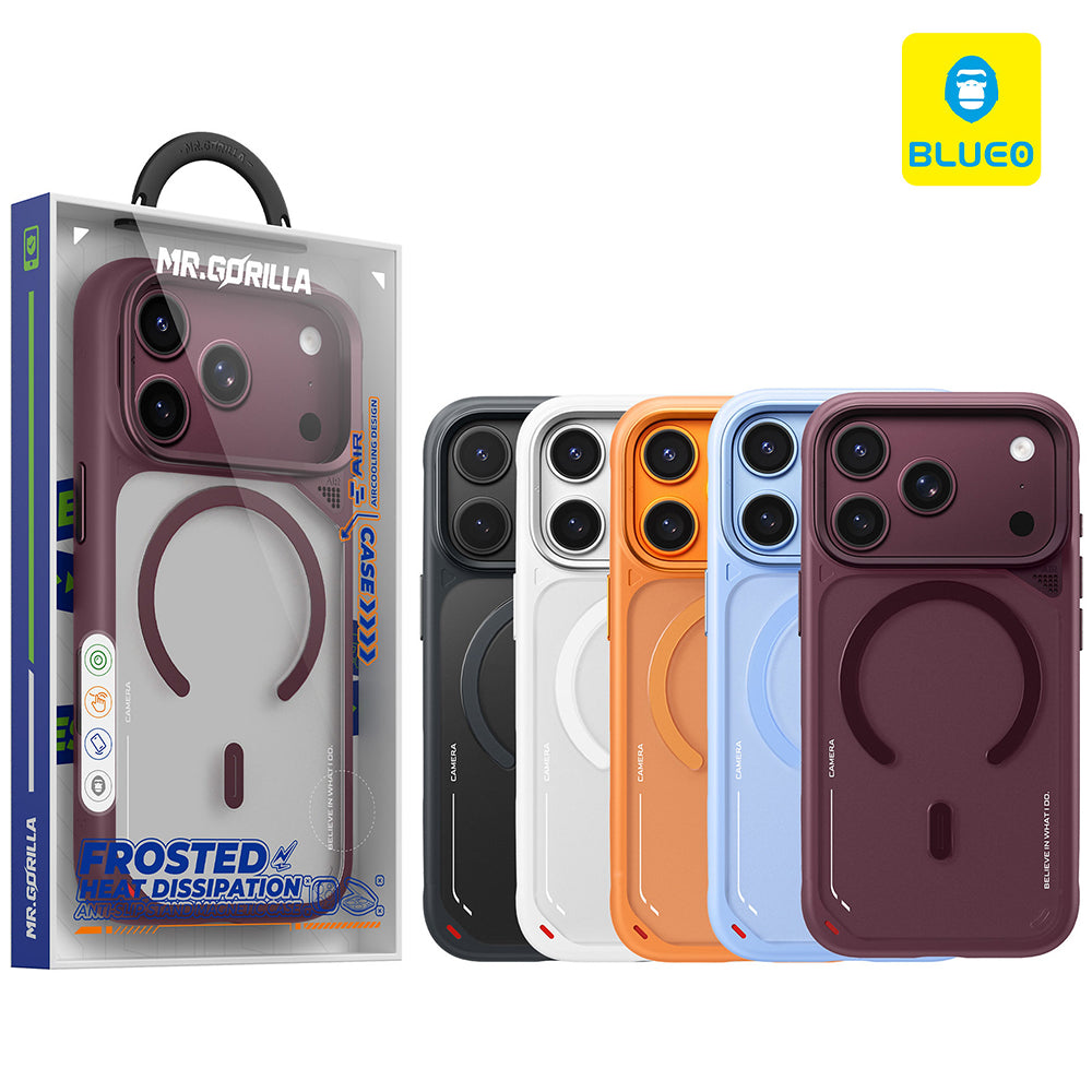 Custodia MagSafe per Apple iPhone 18 Pro Max / 17 Pro Max, Blueo, Heat Dissipation Stand, bordeaux satinato