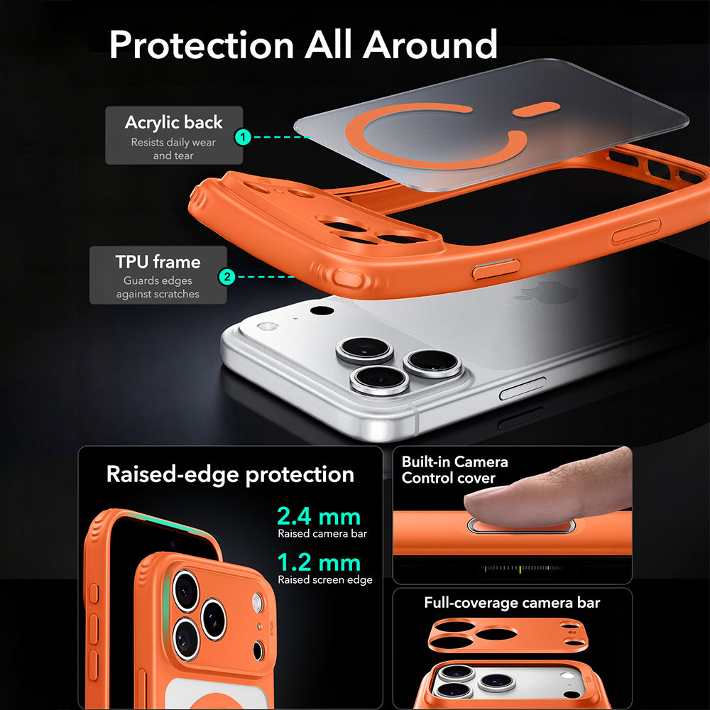 Custodia MagSafe per Apple iPhone 18 Pro Max / 17 Pro Max, ESR, Classic Hybrid, Arancione Satinato
