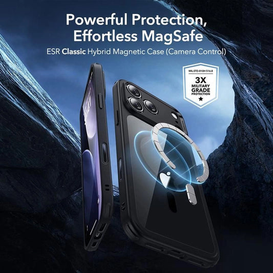 Custodia MagSafe per Apple iPhone 18 Pro Max / 17 Pro Max, ESR, Classic Hybrid con Protezione per Schermo, Nero Trasparente