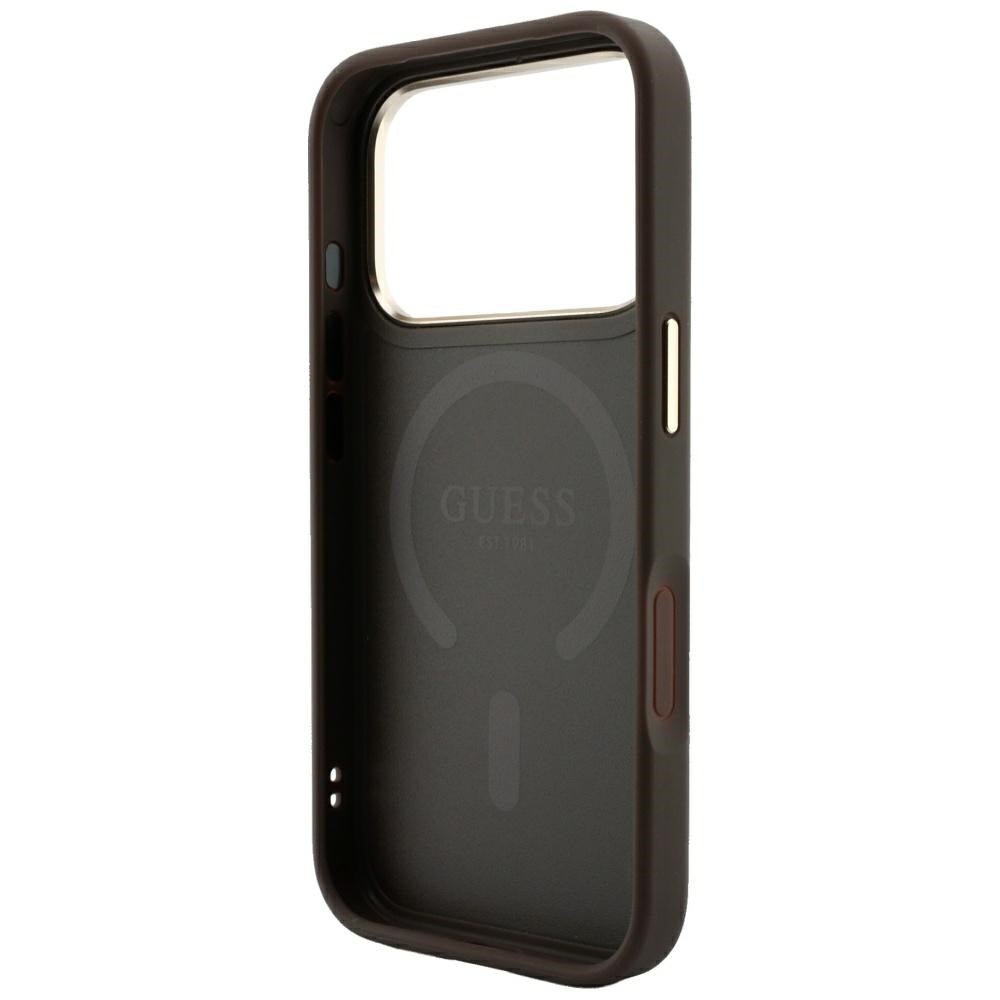 Custodia MagSafe per Apple iPhone 18 Pro Max / 17 Pro Max, Guess, 4G Embossed Classic, Marrone