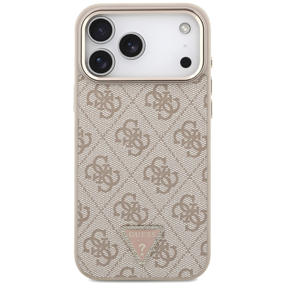 Custodia MagSafe per Apple iPhone 18 Pro Max / 17 Pro Max, Guess, Logo Triangolo 4G, Rosa