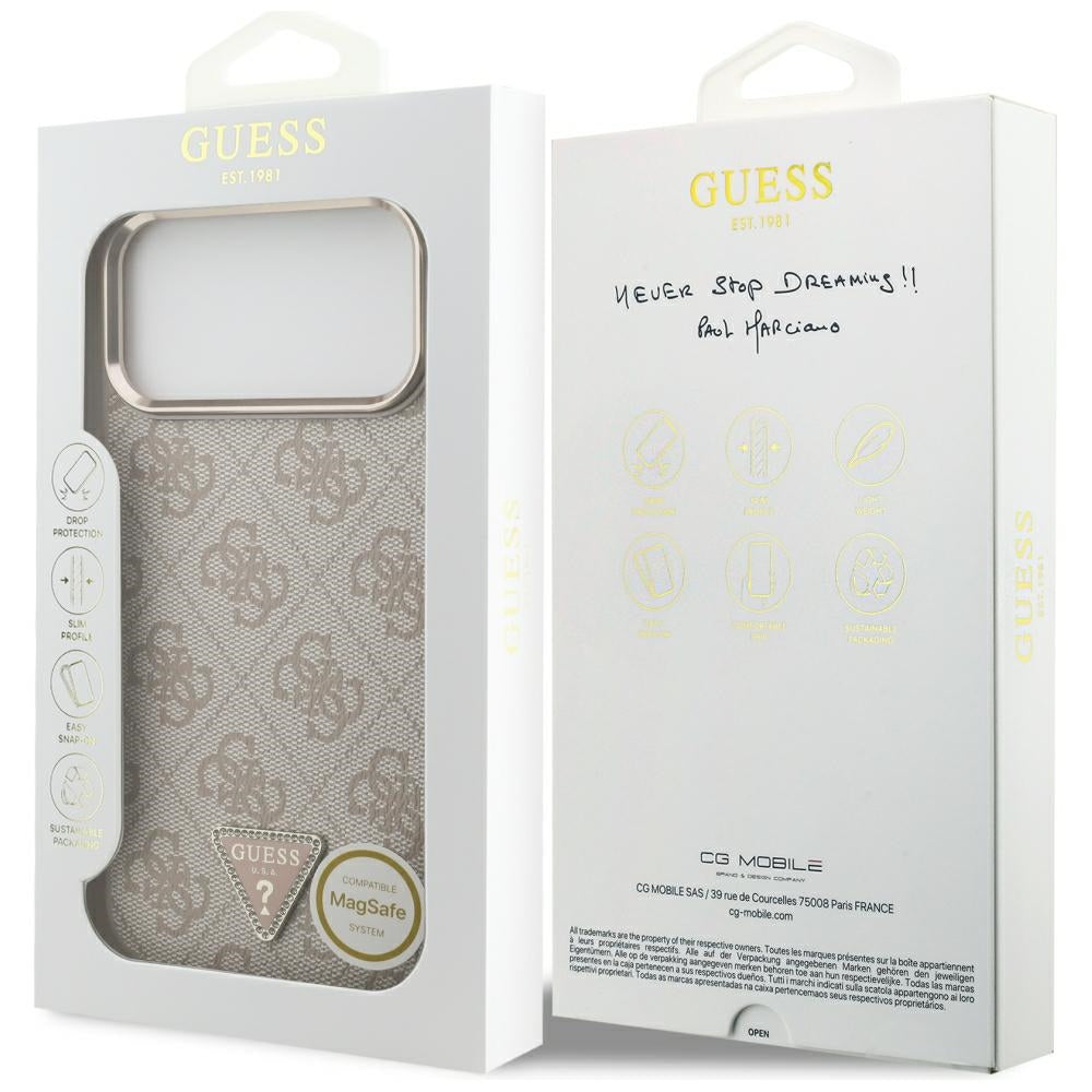 Custodia MagSafe per Apple iPhone 18 Pro Max / 17 Pro Max, Guess, Logo Triangolo 4G, Rosa