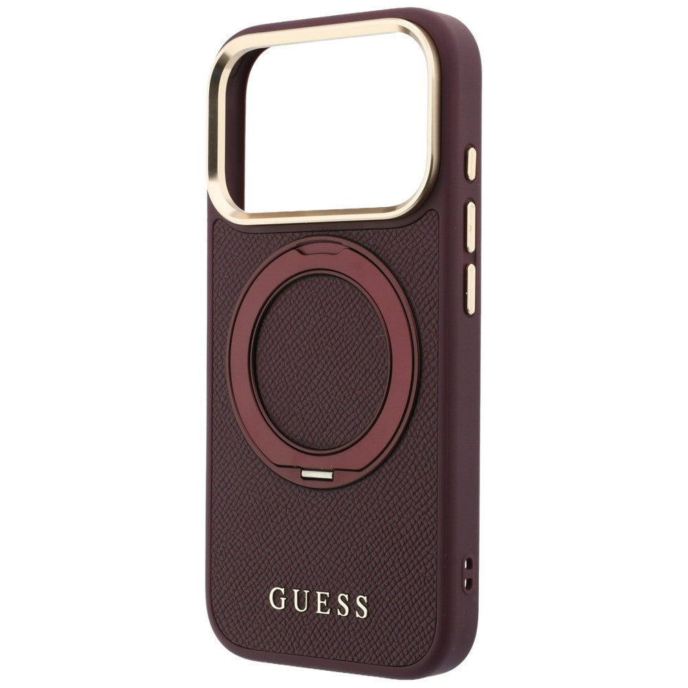 Custodia MagSafe per Apple iPhone 18 Pro Max / 17 Pro Max, Guess, Grained Ring Stand 360 Classic, Vinaccia