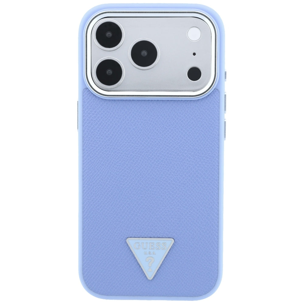 Custodia MagSafe per Apple iPhone 18 Pro Max / 17 Pro Max, Guess, Logo Triangolo Granulato, Blu